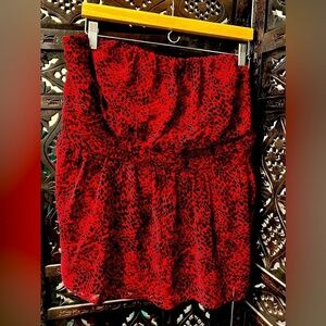 LANE BRYANT Red Leopard Print Strapless Top Size 20